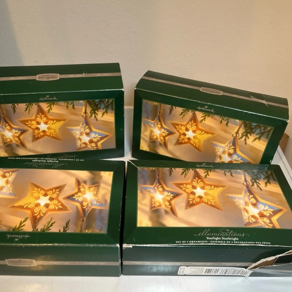 VTG Hallmark Illuminations Starlight Starbright Ornaments 4 Boxes